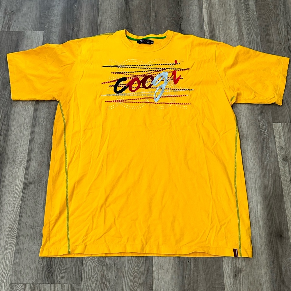Coogi yellow big shirt size 4XL XXXXL tee shirt massive